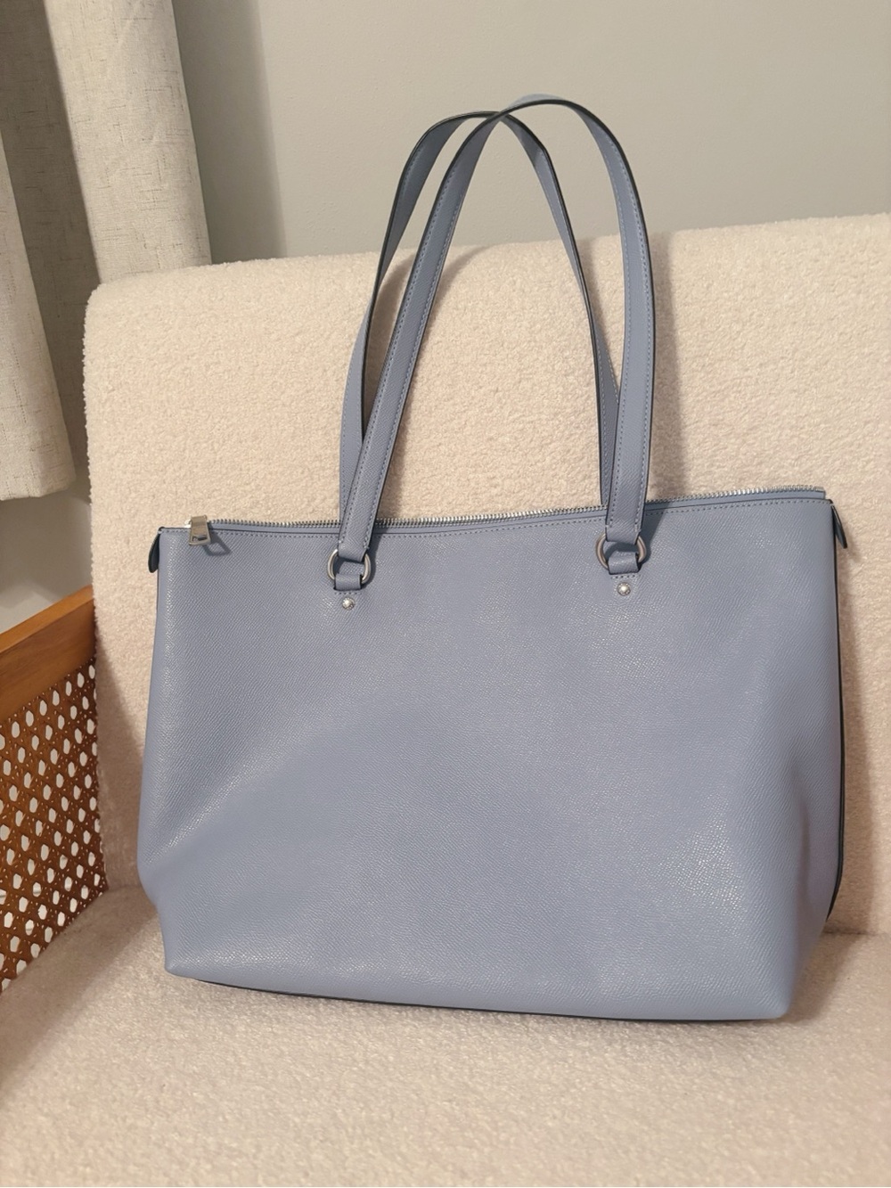 COACH Slate Blue Leather Gallery Tote with Front Zip Pocket - Picture 3 of 6
